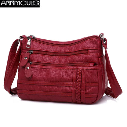 Fashion Women Bag Pu Soft Leather Shoulder Bag Multi-Layer Crossbody Bag Quality Small Bag Brand Red Handbag Purses