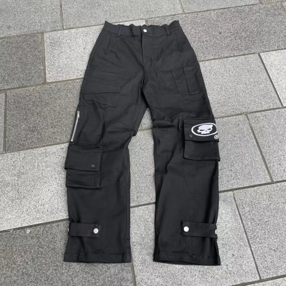 New Baggy Casual Wide Leg Jeans Men Street Retro Hip Hop Print Jeans Trend Fashion Black High-Waist Jean Y2K Men Clothing 2023