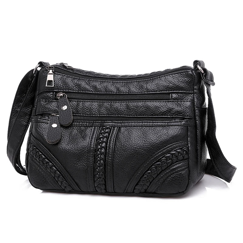 Fashion Women Bag Pu Soft Leather Shoulder Bag Multi-Layer Crossbody Bag Quality Small Bag Brand Red Handbag Purses