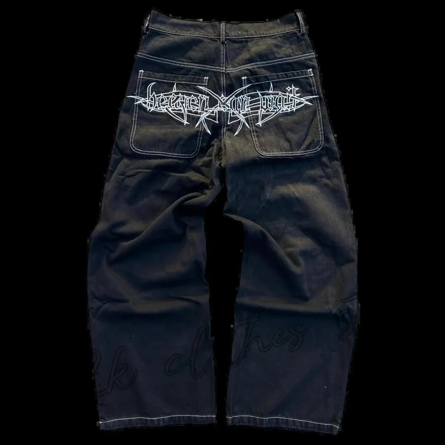 New Baggy Casual Wide Leg Jeans Men Street Retro Hip Hop Print Jeans Trend Fashion Black High-Waist Jean Y2K Men Clothing 2023