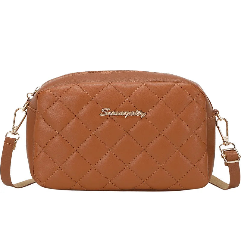 Simple Solid Color Leather Shoulder Bag for Women Lady Crossbody Messenger Bag Luxury Designer Handbag Female over Shoulder Bag