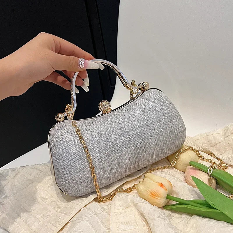 Chain Evening Bag Party Shoulder Bag for Women Handbag Fashion Shiny Bag Crossbody Bags Vintage Underarm Bag Satchel