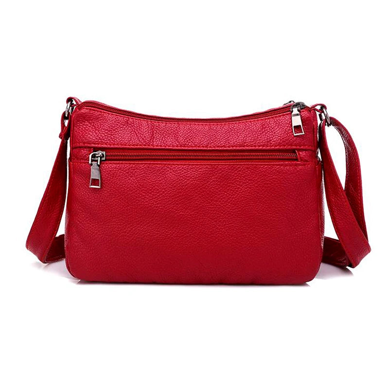 Fashion Women Bag Pu Soft Leather Shoulder Bag Multi-Layer Crossbody Bag Quality Small Bag Brand Red Handbag Purses