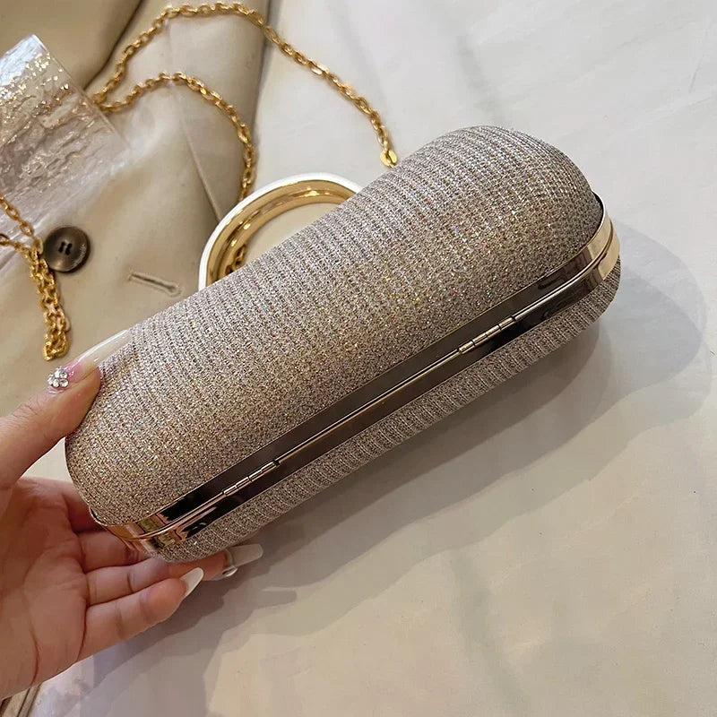 Chain Evening Bag Party Shoulder Bag for Women Handbag Fashion Shiny Bag Crossbody Bags Vintage Underarm Bag Satchel