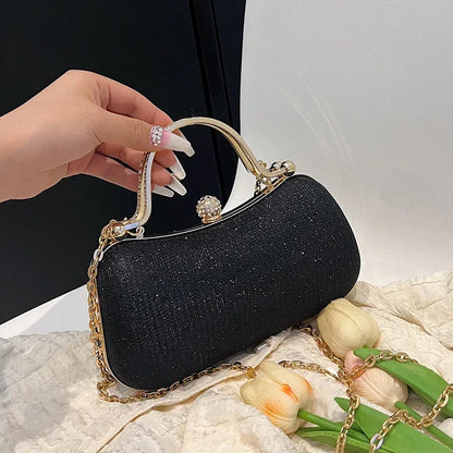 Chain Evening Bag Party Shoulder Bag for Women Handbag Fashion Shiny Bag Crossbody Bags Vintage Underarm Bag Satchel
