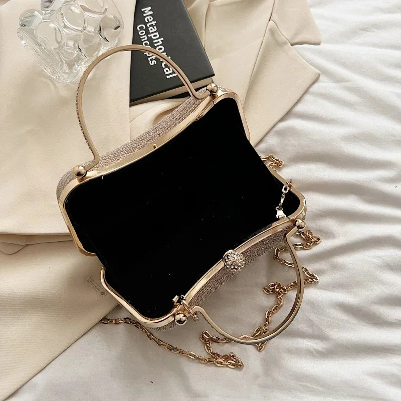 Chain Evening Bag Party Shoulder Bag for Women Handbag Fashion Shiny Bag Crossbody Bags Vintage Underarm Bag Satchel