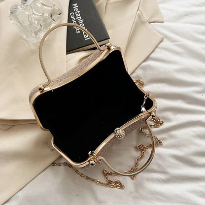 Chain Evening Bag Party Shoulder Bag for Women Handbag Fashion Shiny Bag Crossbody Bags Vintage Underarm Bag Satchel
