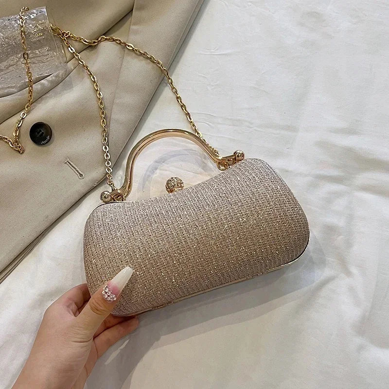 Chain Evening Bag Party Shoulder Bag for Women Handbag Fashion Shiny Bag Crossbody Bags Vintage Underarm Bag Satchel