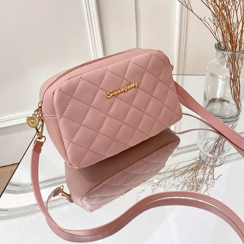 Simple Solid Color Leather Shoulder Bag for Women Lady Crossbody Messenger Bag Luxury Designer Handbag Female over Shoulder Bag