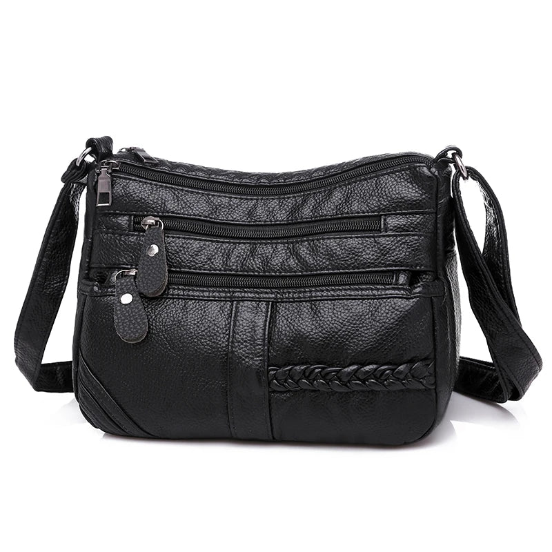 Fashion Women Bag Pu Soft Leather Shoulder Bag Multi-Layer Crossbody Bag Quality Small Bag Brand Red Handbag Purses