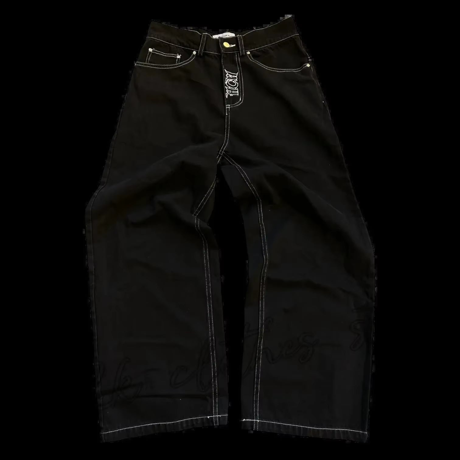 New Baggy Casual Wide Leg Jeans Men Street Retro Hip Hop Print Jeans Trend Fashion Black High-Waist Jean Y2K Men Clothing 2023