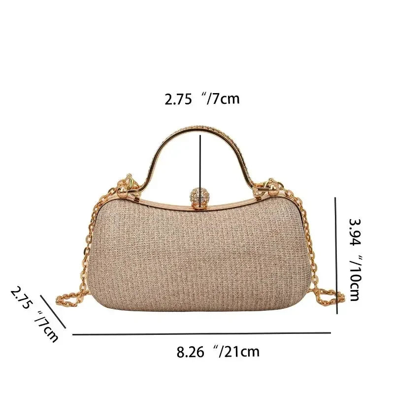 Chain Evening Bag Party Shoulder Bag for Women Handbag Fashion Shiny Bag Crossbody Bags Vintage Underarm Bag Satchel