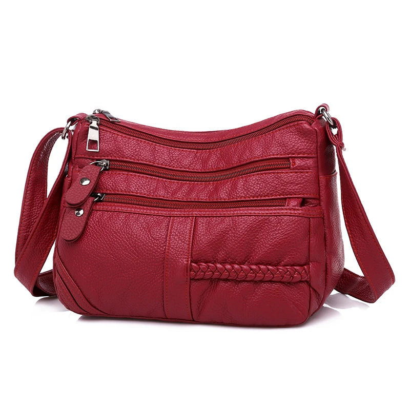 Fashion Women Bag Pu Soft Leather Shoulder Bag Multi-Layer Crossbody Bag Quality Small Bag Brand Red Handbag Purses