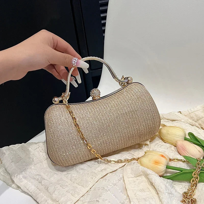 Chain Evening Bag Party Shoulder Bag for Women Handbag Fashion Shiny Bag Crossbody Bags Vintage Underarm Bag Satchel