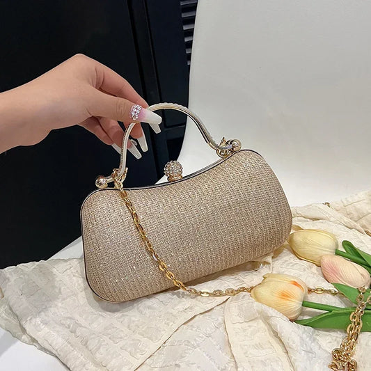 Chain Evening Bag Party Shoulder Bag for Women Handbag Fashion Shiny Bag Crossbody Bags Vintage Underarm Bag Satchel