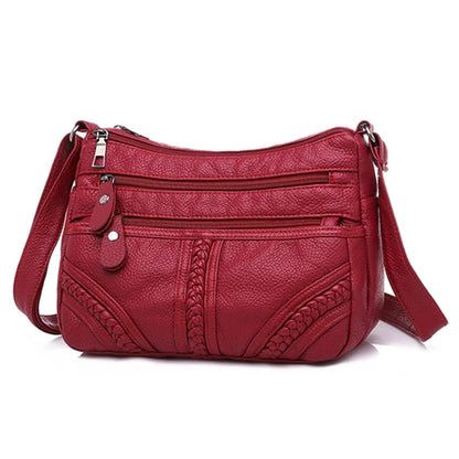 Fashion Women Bag Pu Soft Leather Shoulder Bag Multi-Layer Crossbody Bag Quality Small Bag Brand Red Handbag Purses