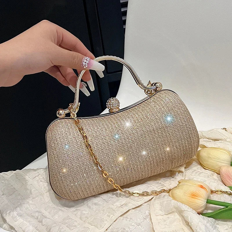Chain Evening Bag Party Shoulder Bag for Women Handbag Fashion Shiny Bag Crossbody Bags Vintage Underarm Bag Satchel