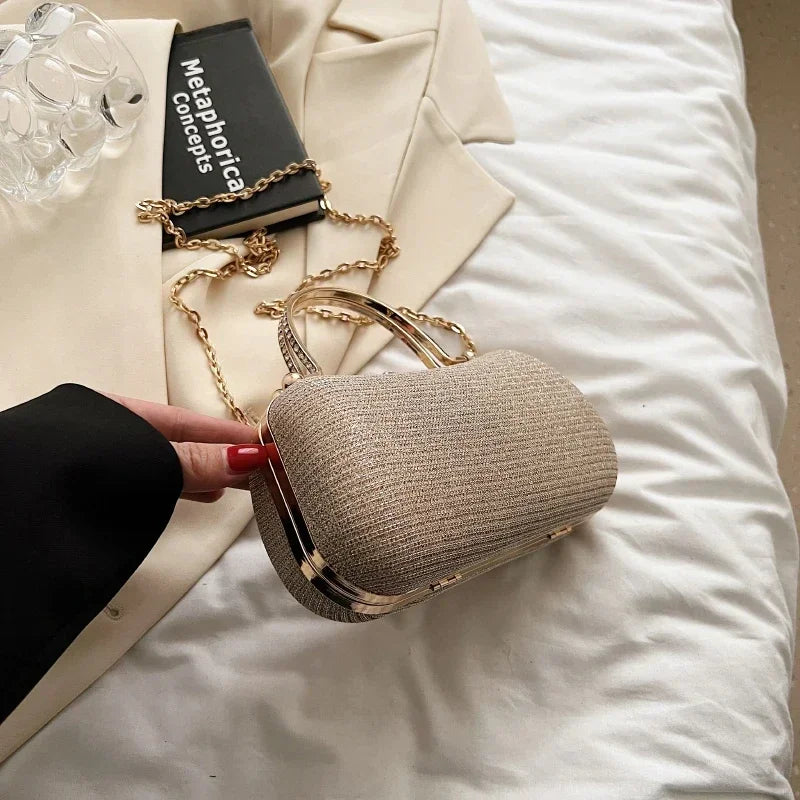Chain Evening Bag Party Shoulder Bag for Women Handbag Fashion Shiny Bag Crossbody Bags Vintage Underarm Bag Satchel
