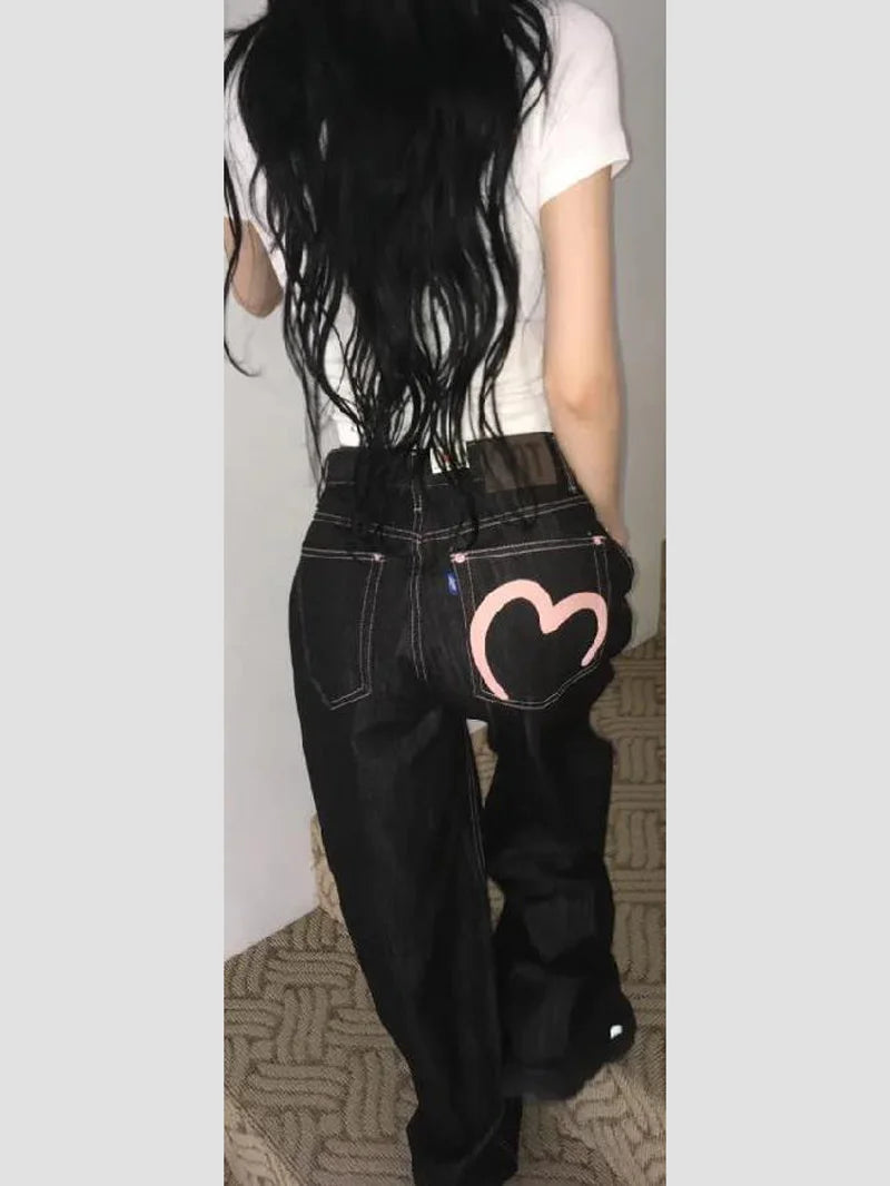 2025 Autumn Winter Women'S Denim Jeans Y2K Wide Fit Baggy Jeans Grunge Harajuku Cowboy New in Pants Korean Mom Jeans Punk Retro