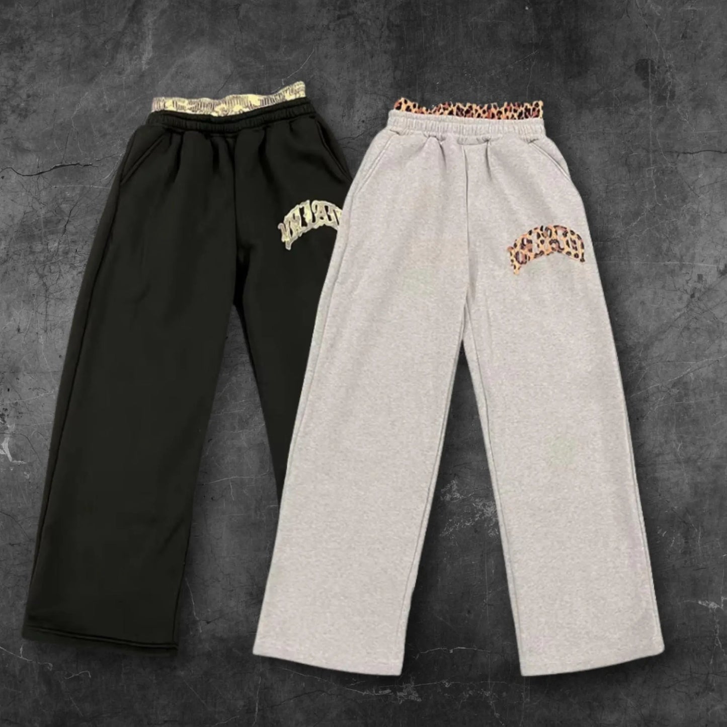 Y2K Leopard Sweatpants Wide Leg Baggy Pants Womens High Waist Joggers