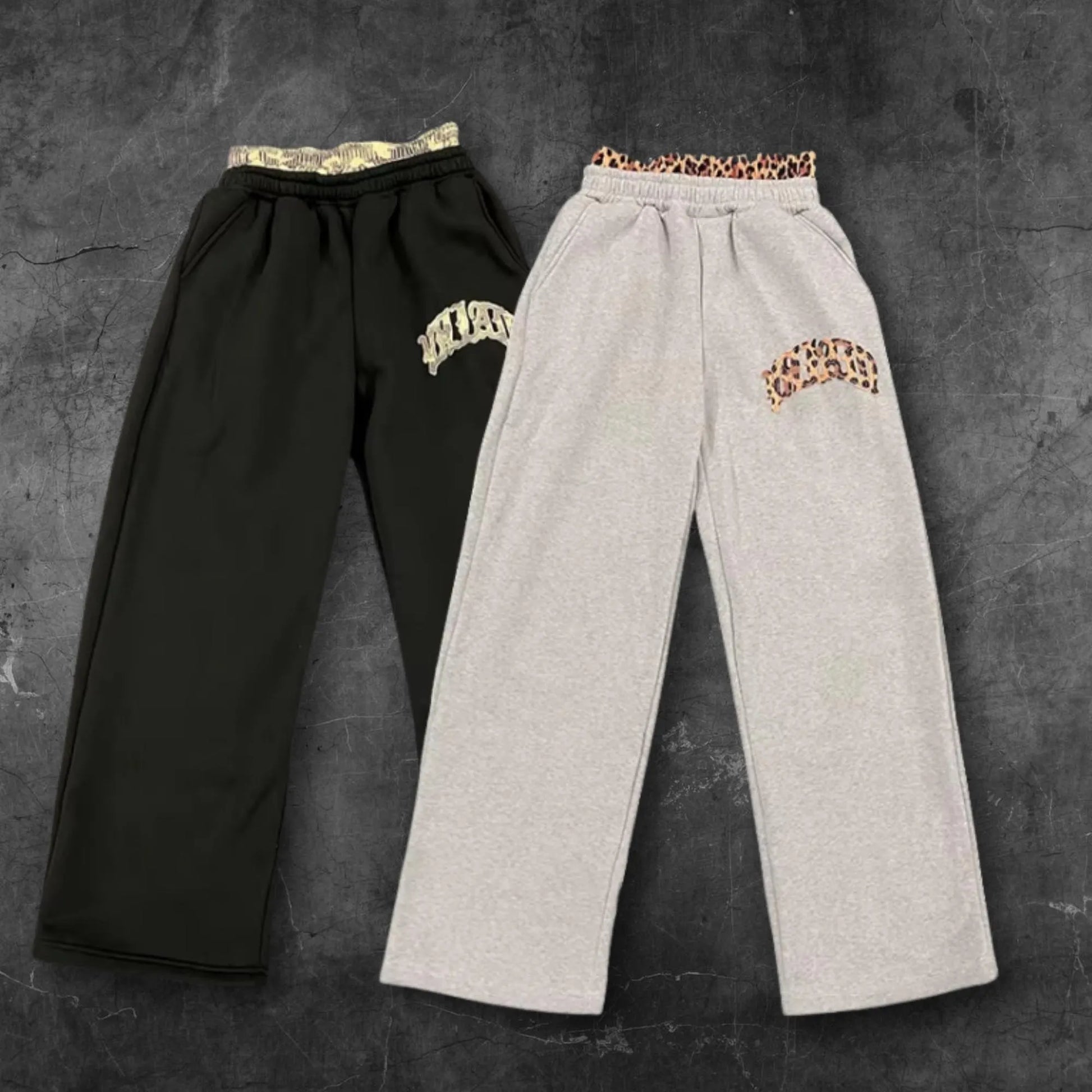 Y2K Leopard Sweatpants Wide Leg Baggy Pants Womens High Waist Joggers